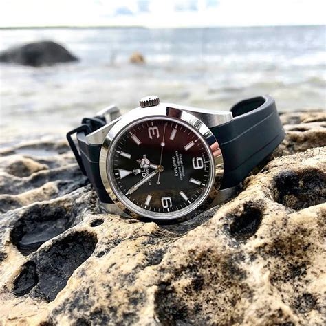 rolex explorer black leather strap|best strap for Rolex explorer.